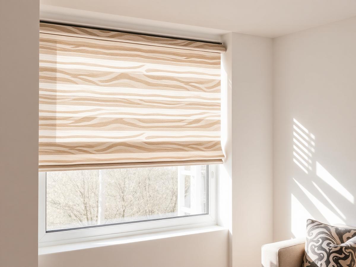Modern roller blinds fitted in a bright room